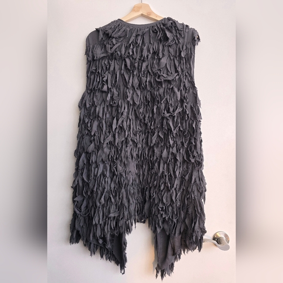 HAUTE HIPPIE Grey Silk Long Vest Women's Medium - Picture 3 of 4